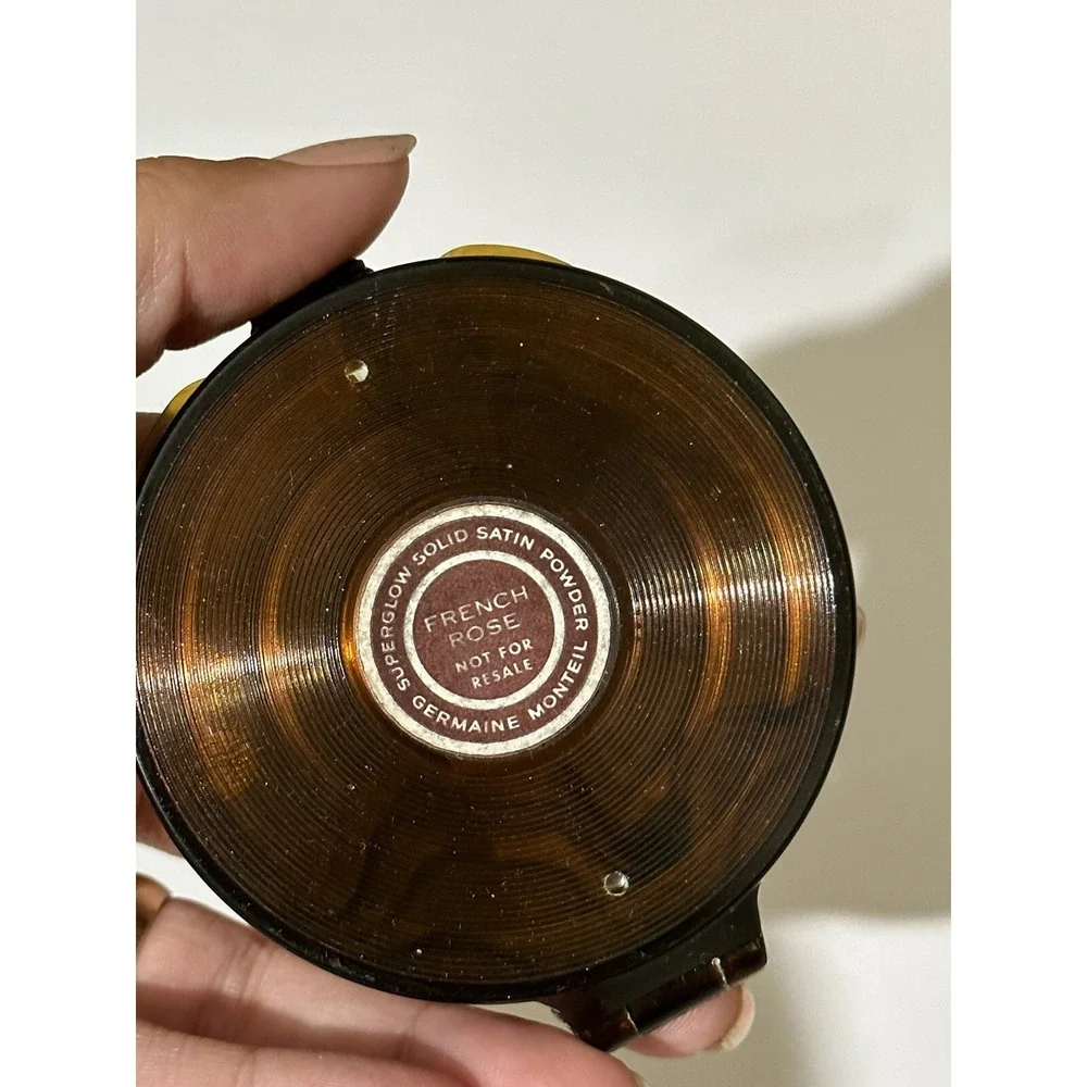 Vintage Germaine Monteil Superglow SolidSatin FRENCH ROSE Pressed Powder Compact